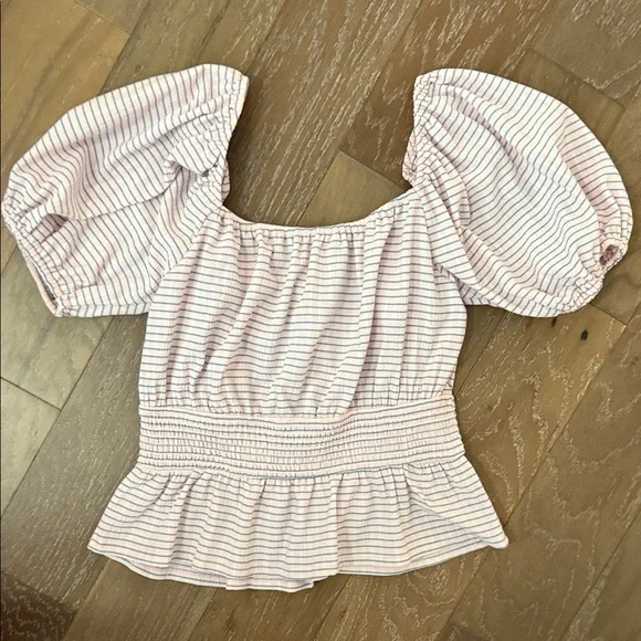 NSR Pink and Light Blue Striped Blouse off and on Shoulder - Picture 9 of 9